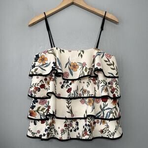 C/Meo Collective Size Small Garden Floral Tiered Ruffle Tank Top Preppy Romantic